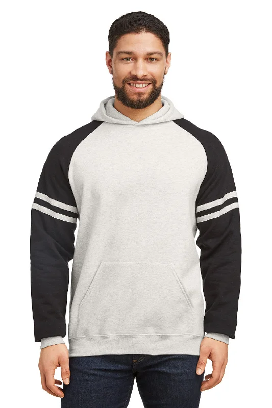 Weekend Savings Delight Jerzees Mens NuBlend Fleece Varsity Colorblock Hooded Sweatshirt Hoodie w/ Pouch Pocket - Heather Oatmeal/Black Weekend Savings Delight Jerzees Mens NuBlend Fleece Varsity Colorblock Hooded Sweatshirt Hoodie w/ Pouch Pocket - Heather Oatmeal/Black