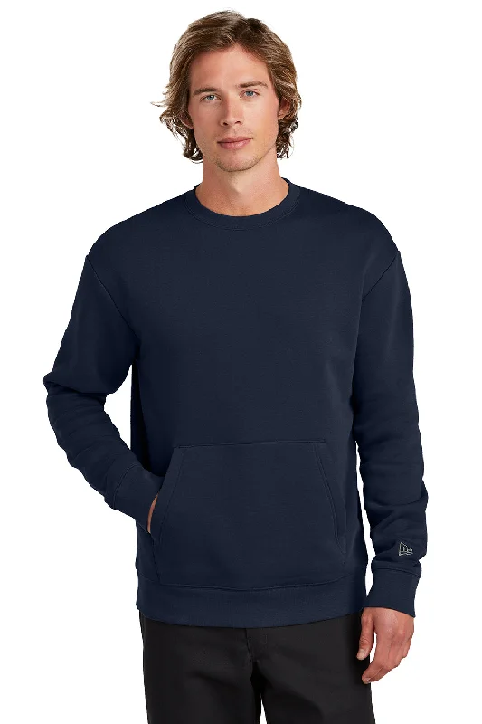 Great Deal New Era Mens Heritage Fleece Crewneck Sweatshirt w/ Pocket - True Navy Blue Great Deal New Era Mens Heritage Fleece Crewneck Sweatshirt w/ Pocket - True Navy Blue