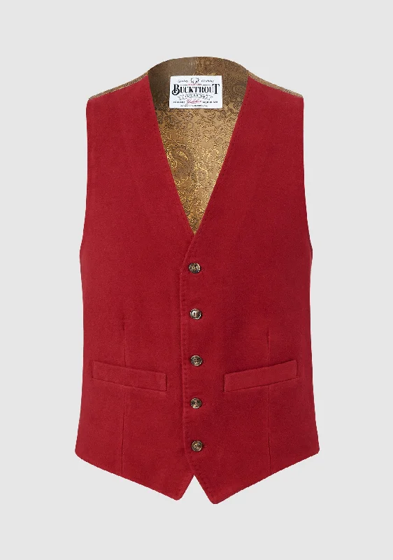 Stock Up Moleskin Waistcoat - Maroon