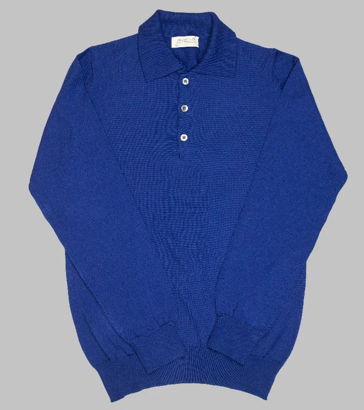 Weekend Bargains to Love Bryceland's Cotton Long Sleeve Polo Blue