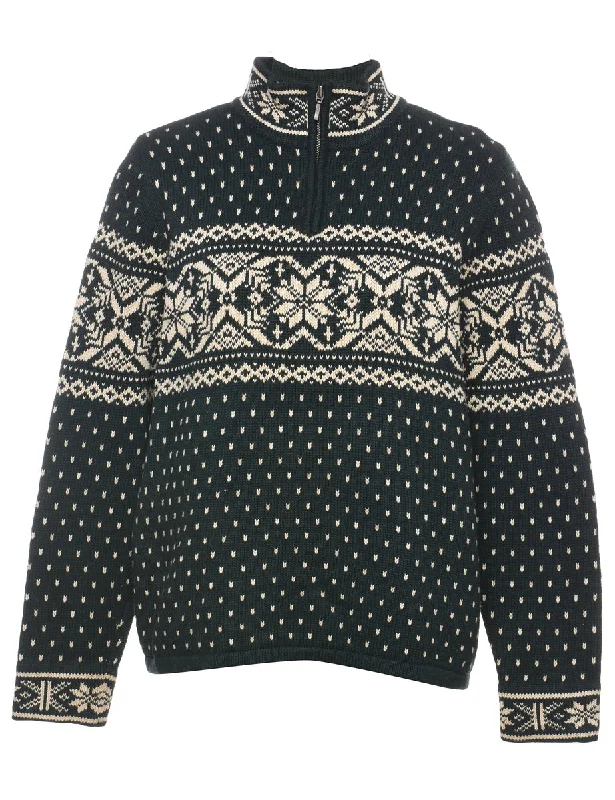 Crazy Savings Quarter Zip Nordic Jumper - M