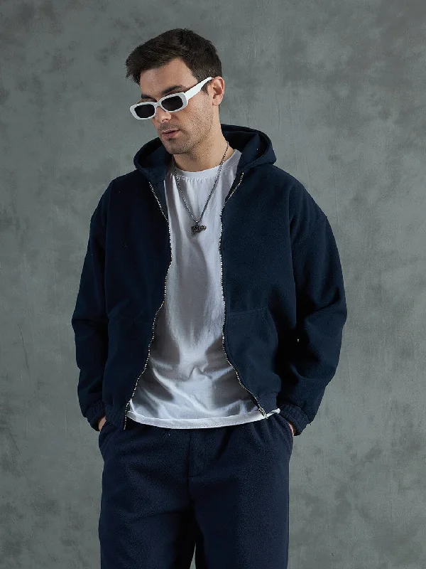 Weekend Offers That Please Navy Minimalist Polar Hoodie