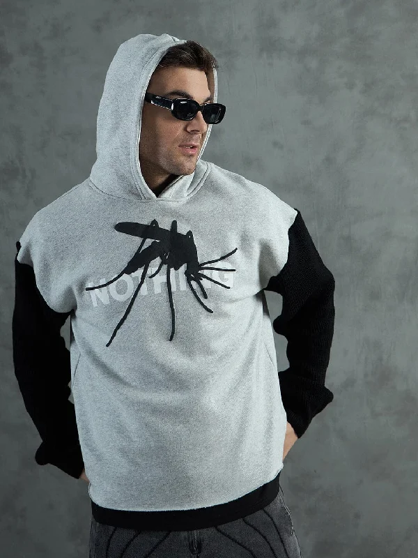 Weekend Specials to Celebrate Grey Cropped Hoodie With Contrast Sleeves