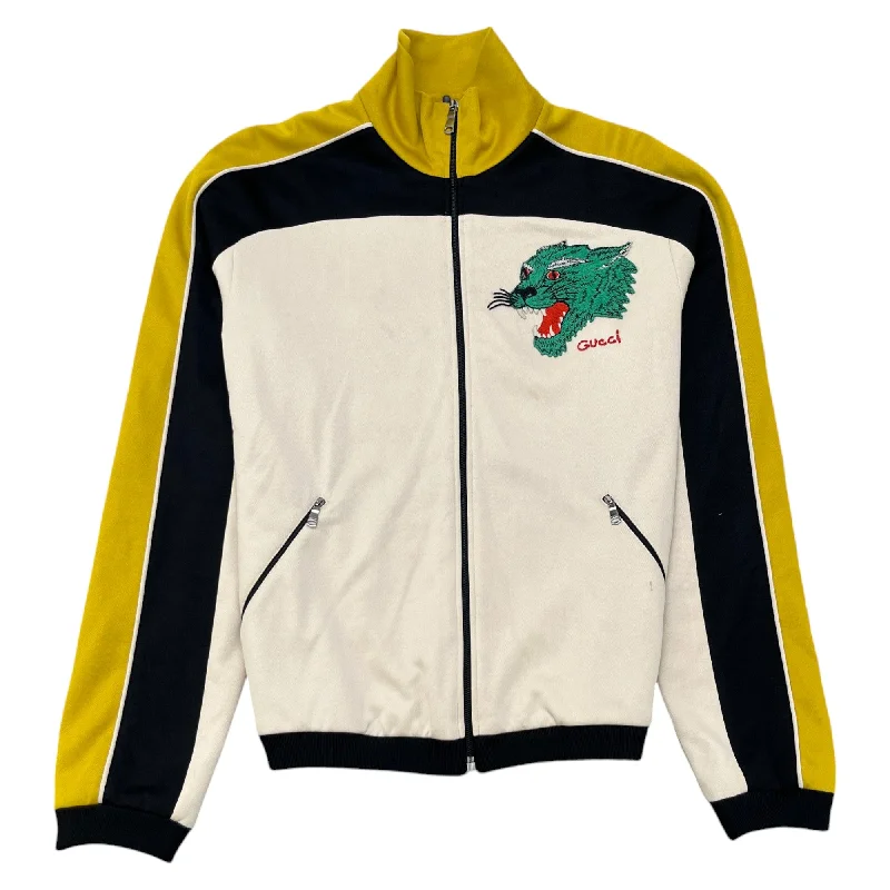 Lowest Price Men's Embroidered Logo Track Jacket Cream Size M