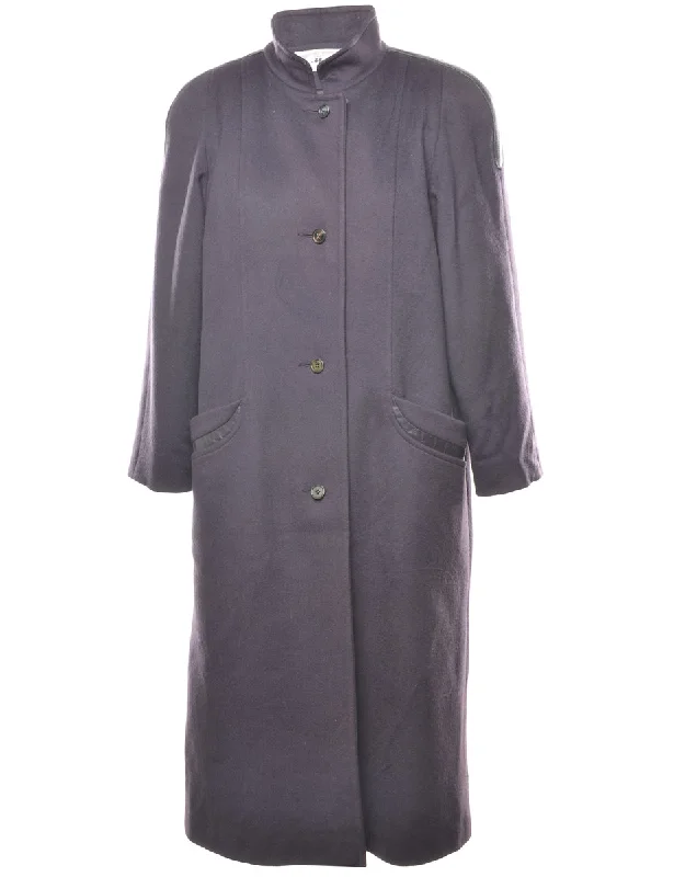 Weekend Discounts to Relish Purple Classic Single-Breasted Wool Coat - L