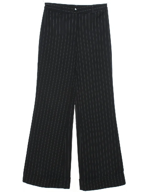 Weekend Deals That Amaze Pinstripes Black Trousers - W25 L31