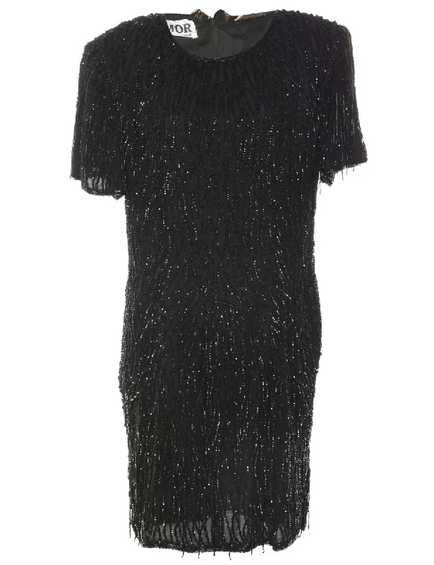 Silk Sequined Party Dress - M