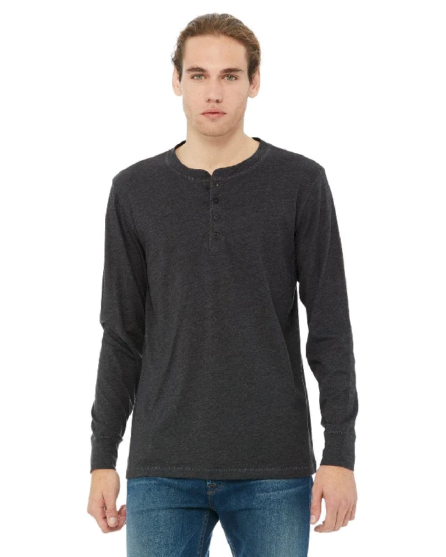 Hot Buy Bella+Canvas Long Sleeve Henley | Drk Grey Heather
