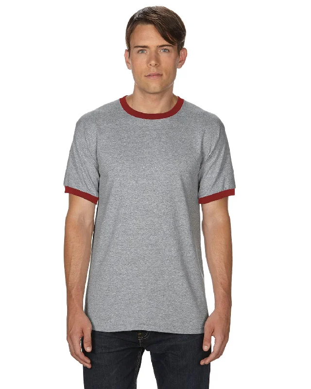 Weekend Offers That Shine Gildan DryBlend Ringer T-Shirt | Sport Grey/ Red