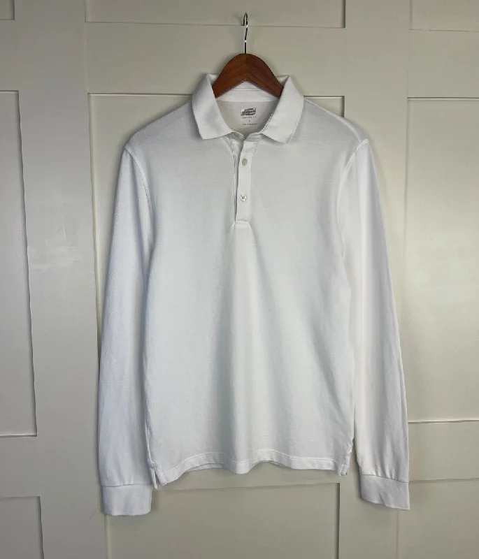 Weekend Offers That Sizzle White Mens Cotton Long Sleeve Polo Top