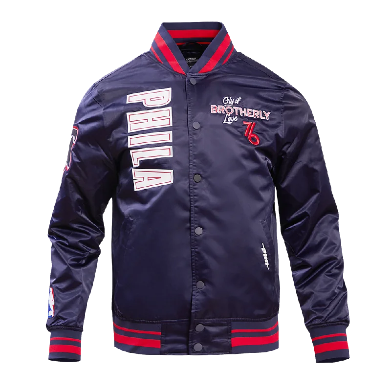 Hurry In NBA PHILADELPHIA 76ERS CHEST CITY OF BROTHERLY LOVE MEN'S RIB SATIN JACKE (MIDNIGHT NAVY/RED/MIDNIGHT NAVY) Hurry In NBA PHILADELPHIA 76ERS CHEST CITY OF BROTHERLY LOVE MEN'S RIB SATIN JACKE (MIDNIGHT NAVY/RED/MIDNIGHT NAVY)