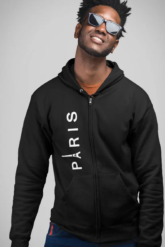 Weekend Discounts to Enjoy Paris Premium Zipper Black Hoodie
