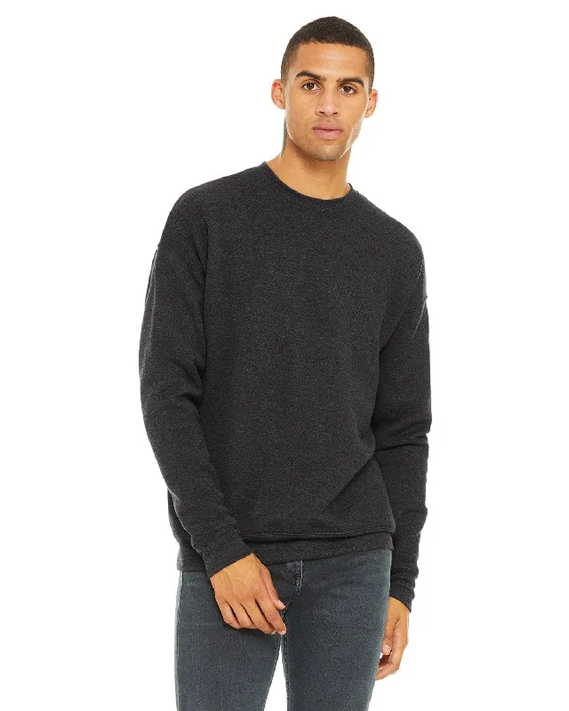 Bella+Canvas Unisex Drop Shoulder Fleece Crewneck Sweatshirt | Dark Gry Heather