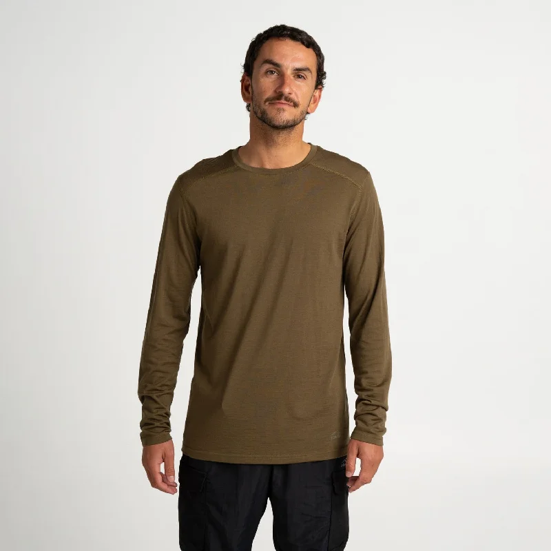 Weekend Discounts to Delight Mens Merino LS Base Layer Olive