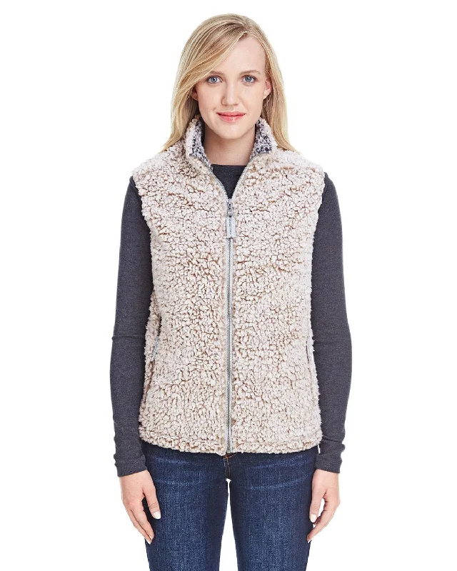 J America Ladies Epic Sherpa Vest | Oatmeal Heather