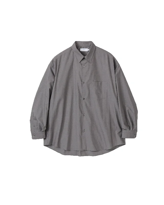 Steal Deal Fine Wool Tropical Oversized Regular Collar Shirt GRAY