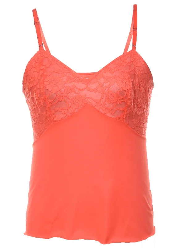 Steal Deal Red Lace Trim Camisole  - L