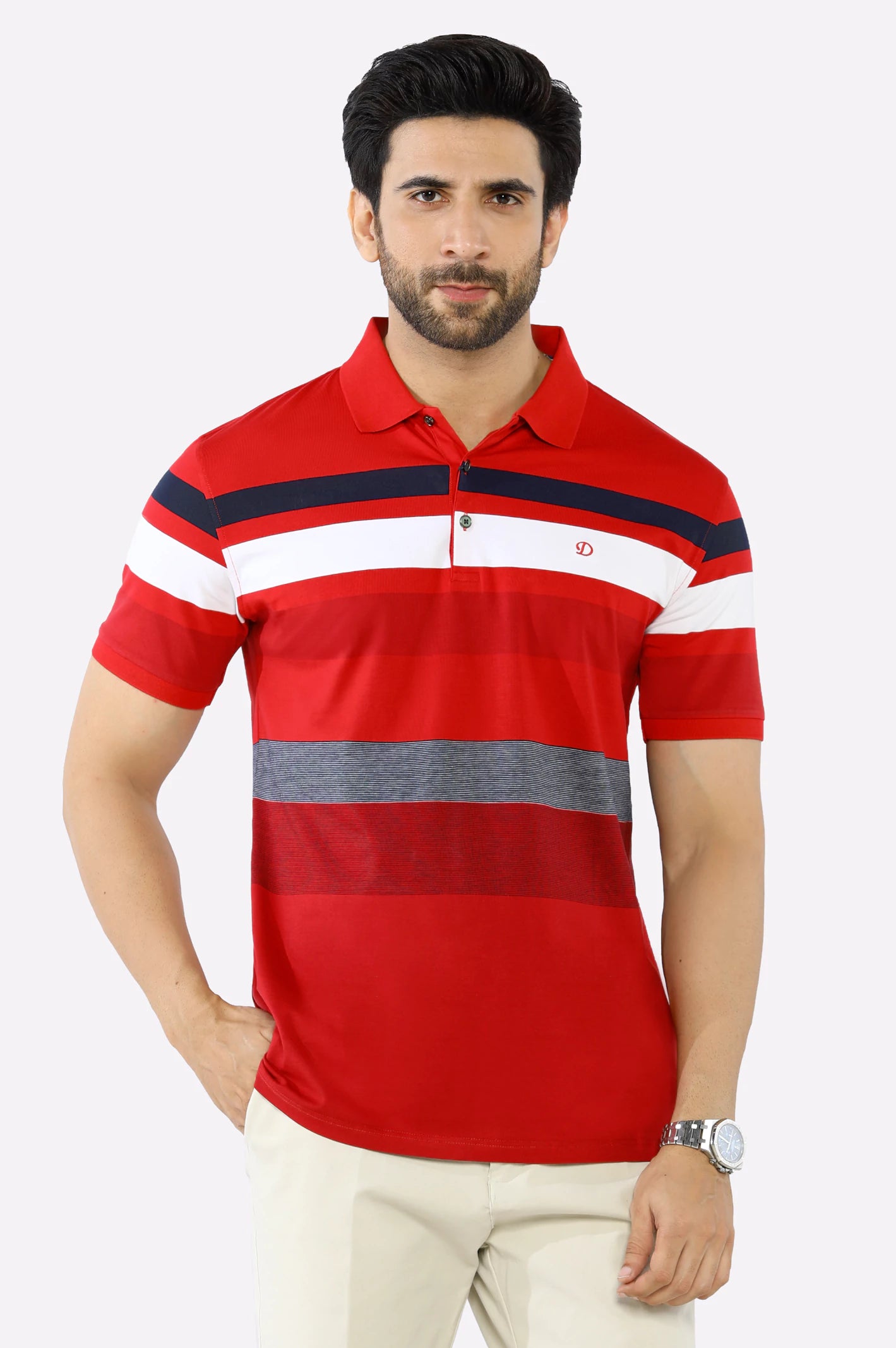 Red Yarn Dyed Polo