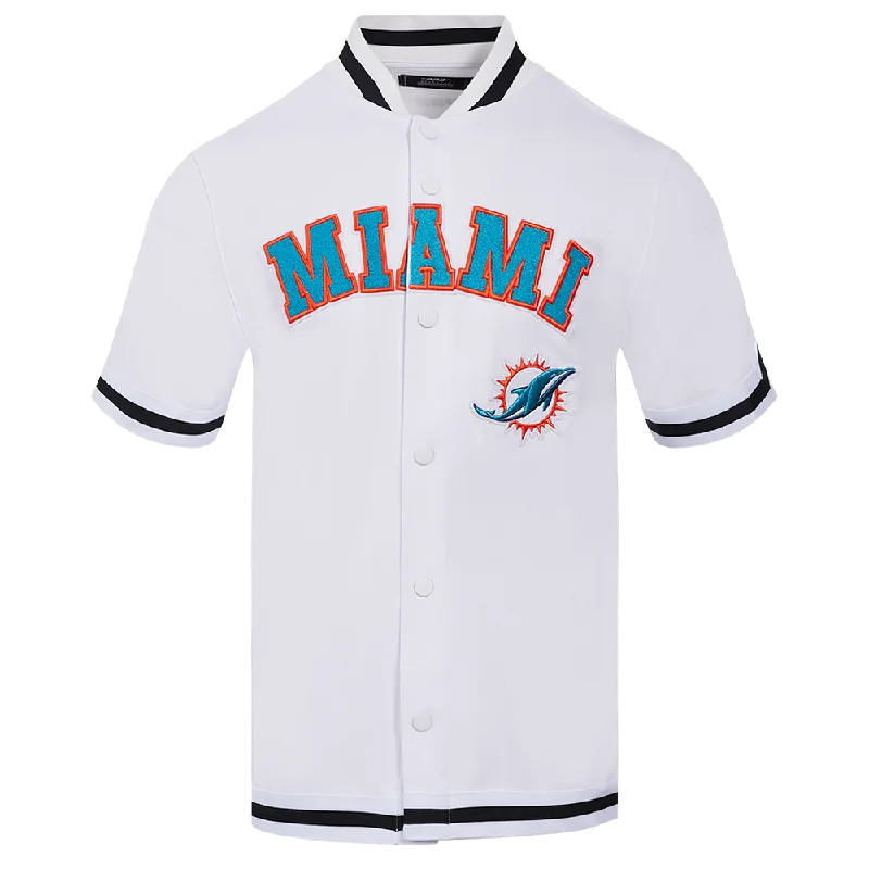 Weekend Discounts to Grab NFL MIAMI DOLPHINS CLASSIC MEN'S WARM UP JACKET (WHITE/BLACK) Weekend Discounts to Grab NFL MIAMI DOLPHINS CLASSIC MEN'S WARM UP JACKET (WHITE/BLACK)