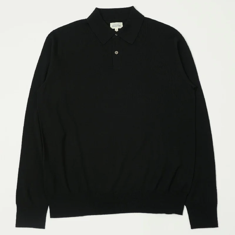 Weekend Discounts to Relish Hartford Knitted Long Sleeve Merino Polo - Black