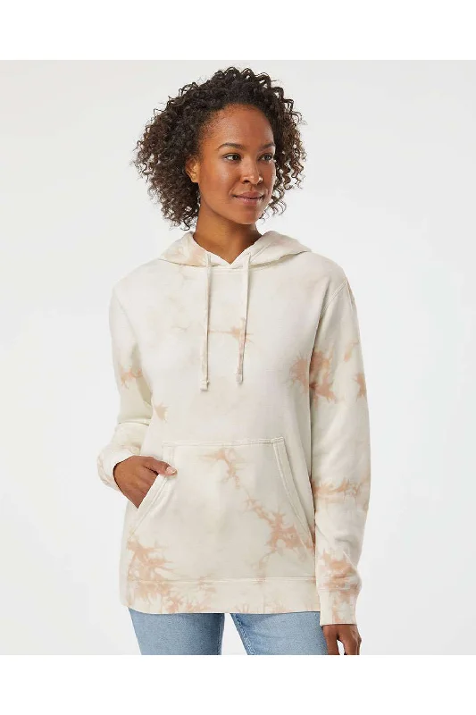 Weekend Discounts to Celebrate Independent Trading Co. Mens Tie-Dye Hooded Sweatshirt Hoodie w/ Pouch Pocket - Dusty Pink