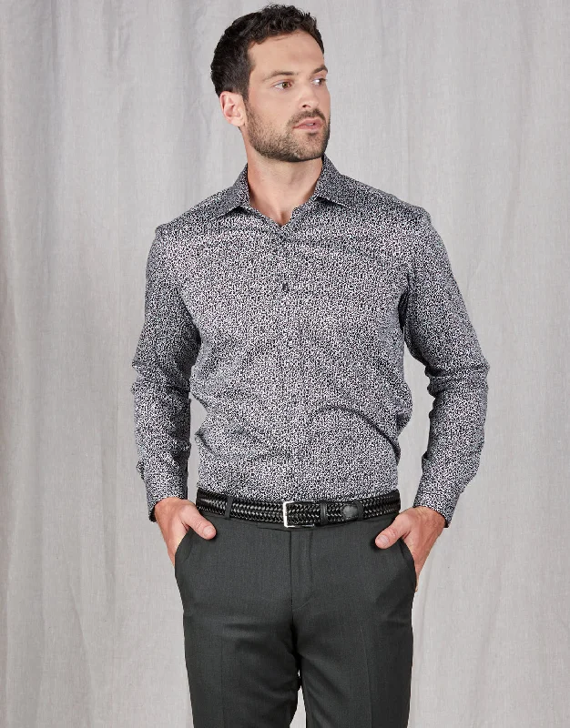 Low Cost Banks Black & White Micro Paisley Print Shirt