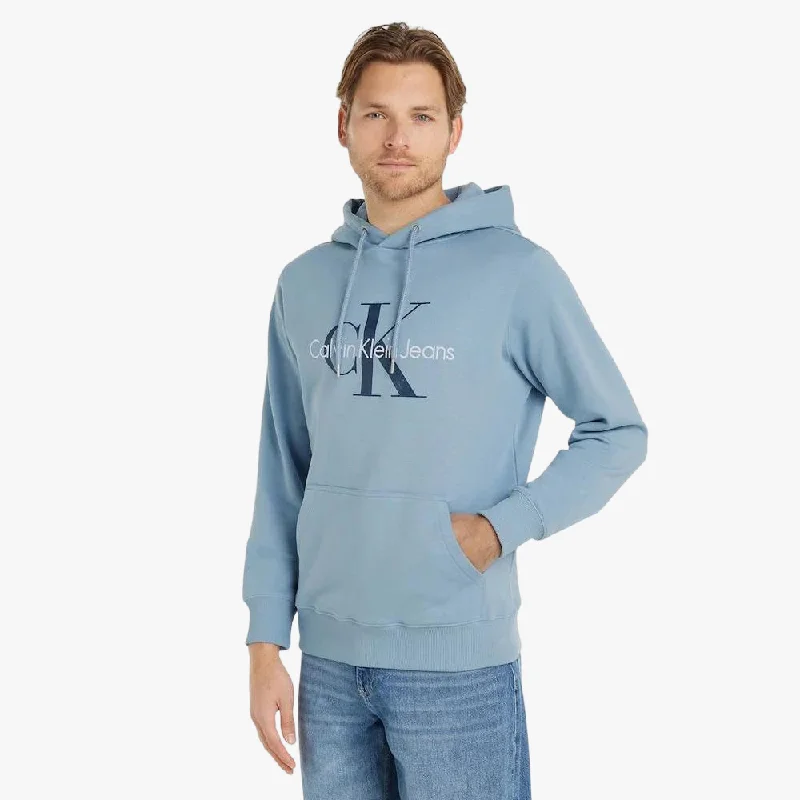 Price Drop Calvin Klein Mens Monogram Hoodie Blue