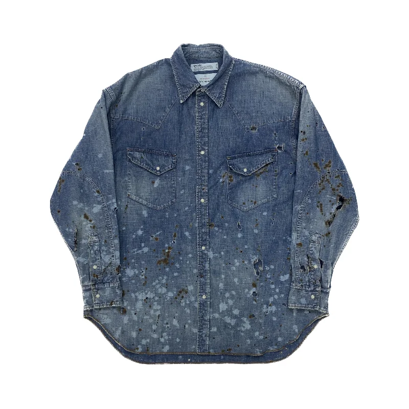 Act Now "Damage" Denim Western Over Shirt