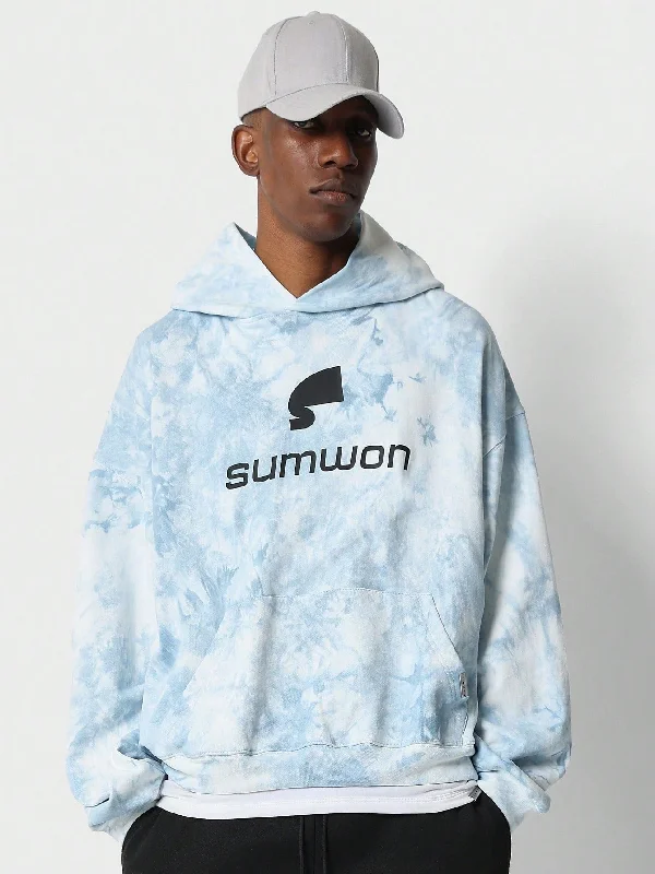 Bargain Alert Oversized Tie-Dye Hoodie With Front Graphic Print