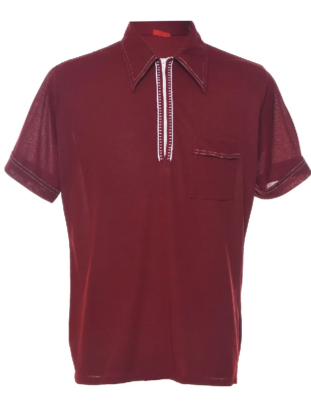 Sears Maroon & White Contrast Stitch Polo T-shirt - L