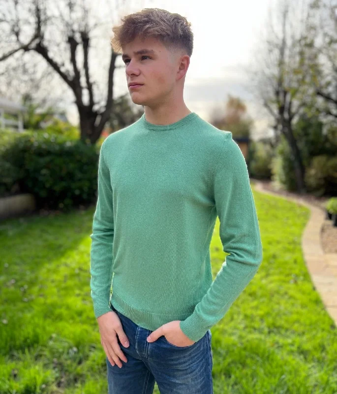 Weekend Deals You Can't Resist Green Mens Wool Blend Crew Neck Jumper