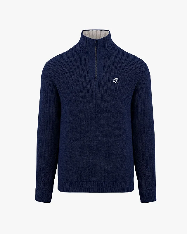 Low Price Men's Open Collar Cashmere Knit - Navy
