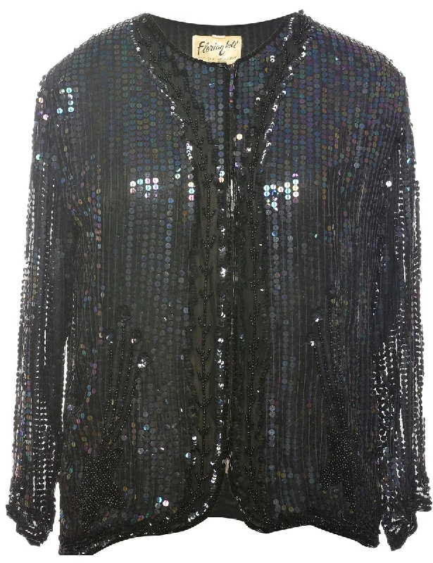 Silk Sequined Evening Jacket - S