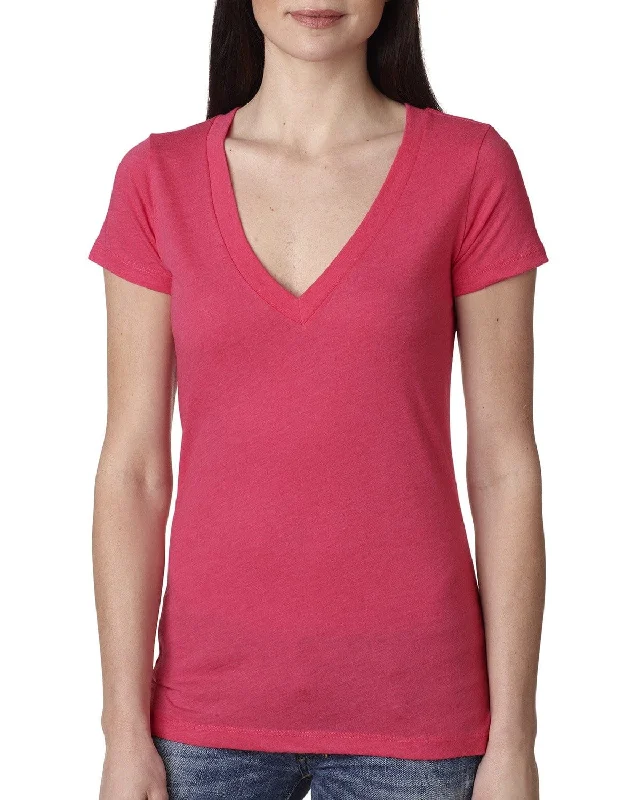 Next Level Ladies Triblend Deep-V Tee | Vintage Sh Pink