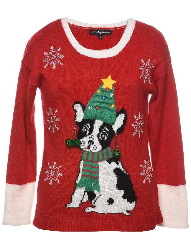 Major Deal Pug Design Knit Christmas Jumper - M