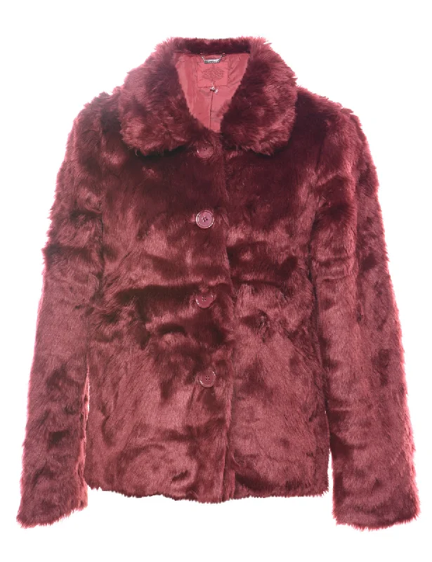 Single Breasted Y2K Faux Fur Coat - S