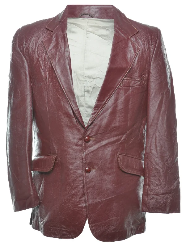 Single Breasted Leather Jacket - L