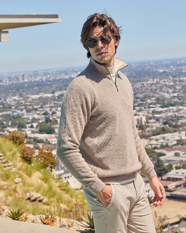 New Deal Men's Open Collar Cashmere Knit - Beige
