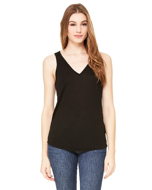 Stock Clearance Bella+Canvas Ladies Flowy V-Neck Tank | Black