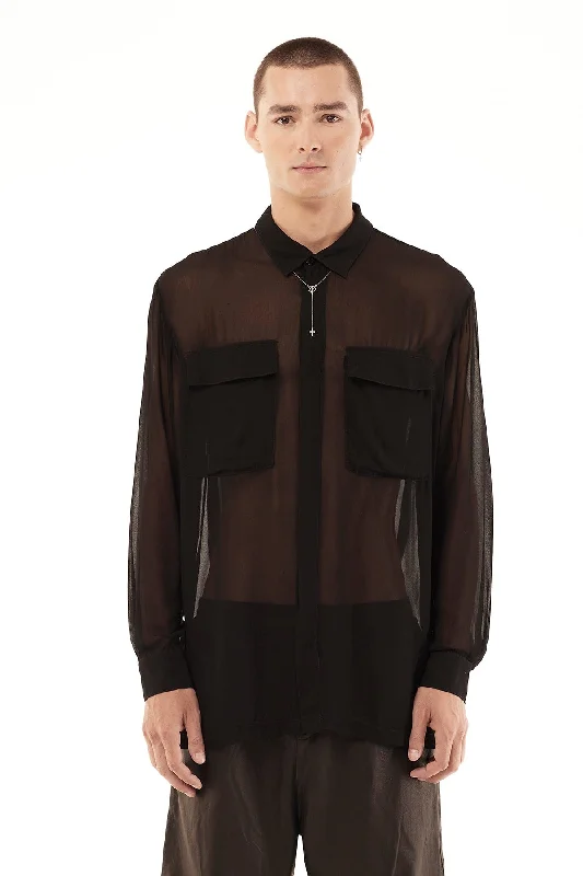 Crazy Savings SHEER COLLAR SHIRT IN BLACK