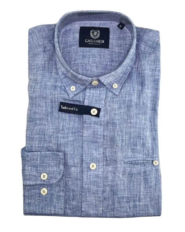 Royal Blue Weekend Linen Plain Shirt