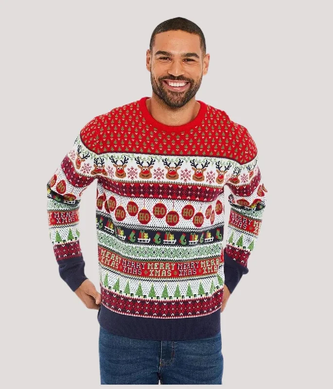Super Sale Mens Reindeer Matching Family Christmas Jumper