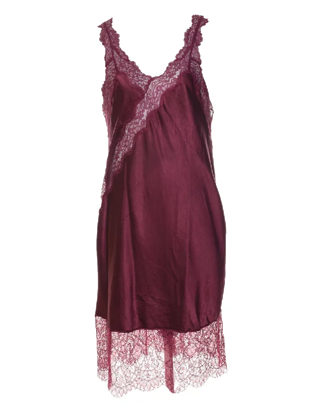 Clearance Sale Plum Lace Trim Slip Dress - M