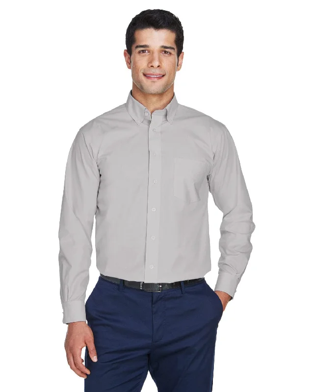 Devon & Jones Crown Woven Collection Solid Broadcloth Shirt | Silver