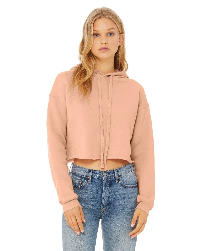 Bella+Canvas Ladies Cropped Fleece Hoodie | Peach