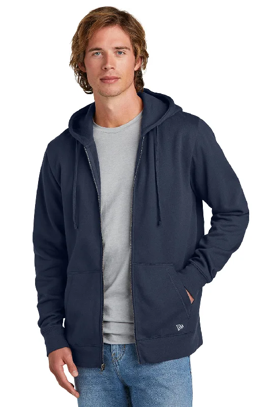 Unmissable Sale New Era Mens Comeback Fleece Full Zip Hooded Sweatshirt Hoodie w/ Pockets - True Navy Blue