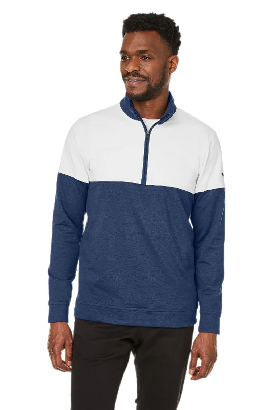 Weekend Savings Sensation Puma Mens Cloudspun Moisture Wicking Warm Up 1/4 Zip Sweatshirt - Peacoat Blue/White