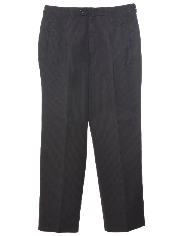 Weekend Sale: Don't Miss Out Pinstriped Dark Grey Trousers - W33 L31