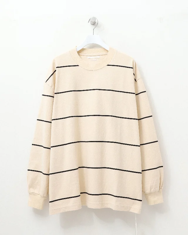 Year-End Deals C/NAPP Border L/S Tee Ivory-BODY×lack-Line