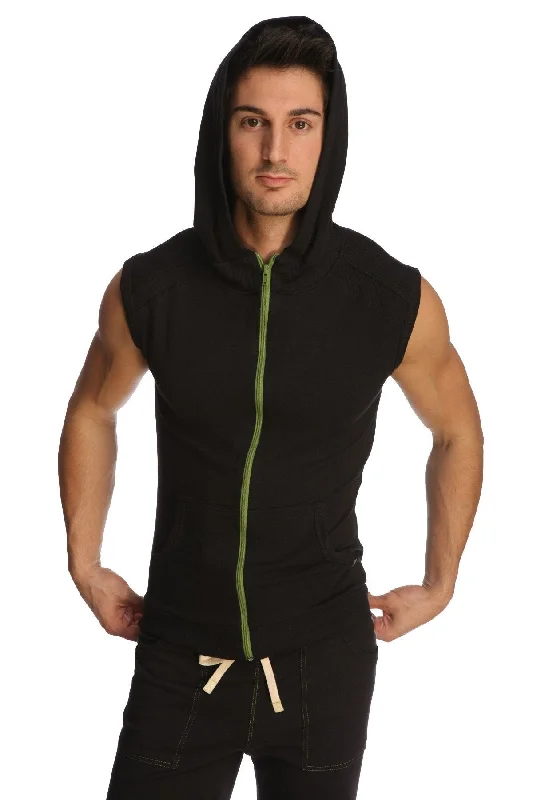 Closeout Deal Sleeveless Yoga Hoodie (Black)